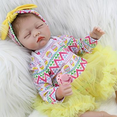 BZDOLL 55 СМ 22 Дюйма Мягкое Тканевое Тело Виниловая Кукла Реборн Девочка Реалистичная Спящая Новорожденная Кукла Подарок на День Рождения Подарок Ребенку Модная Игрушка