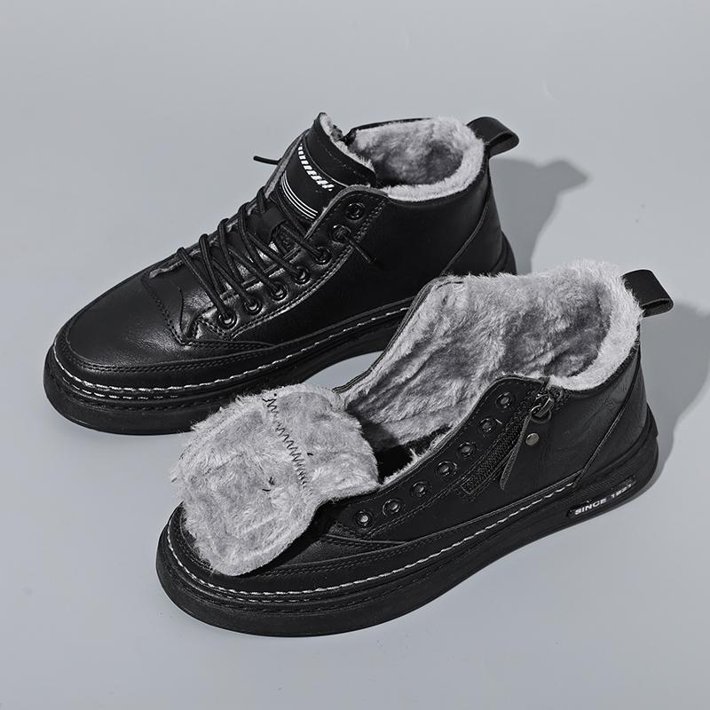 Мужские ботинки осень и зима новые теплые плюшевые уличные повседневные ботинки рабочие ботинки модные универсальные на мягкой подошве удобные кожаные ботинки
