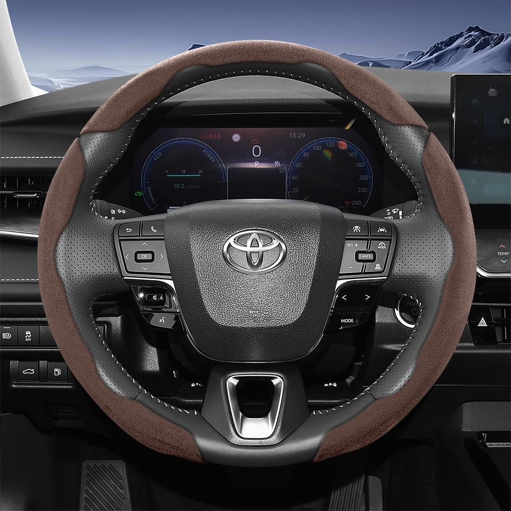 EKER4 Suitable for Toyota Sports Suede Steering Wheel Cover with Split Snap-On Design for Rav4 Hilux Camry Yaris Corolla Cross Kluger Grand 