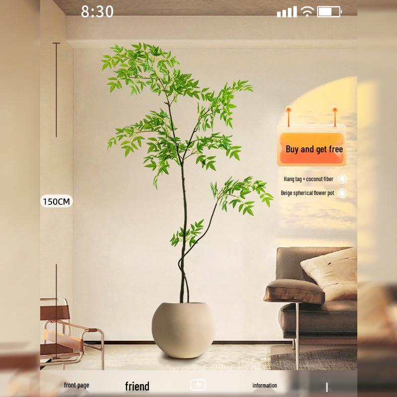 Нандина Роскошное Искусственное Дерево - Напольное Украшение для Помещений и Бионическое Зеленое Растение в Горшке