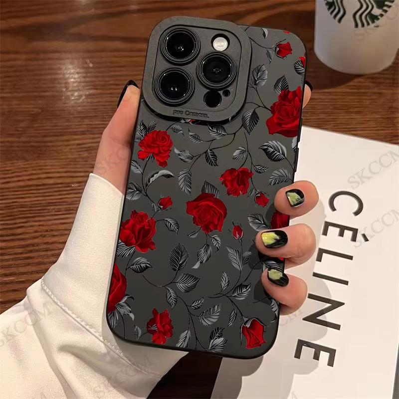 Новый ретро-модный чехол для телефона Rose для iPhone 16 15 14 13 12 11 Pro Max XS XR X 7 8 16 Plus, противоударный матовый мягкий силиконовый чехол