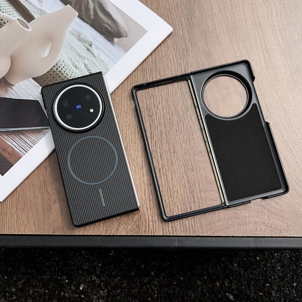 For vivo X Fold5 5G Magnetic Case Carbon Fiber Texture Folding Phone Cover