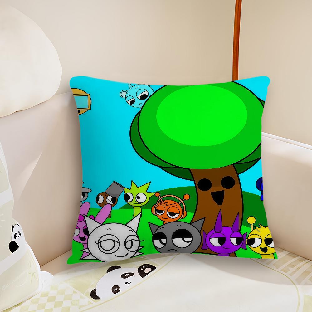 SSprunki IIncredibox cushion cover Pillow Case Plush Fabric Soft Double Sided Print Sofa Cushion Cover Throw Pillow Covers