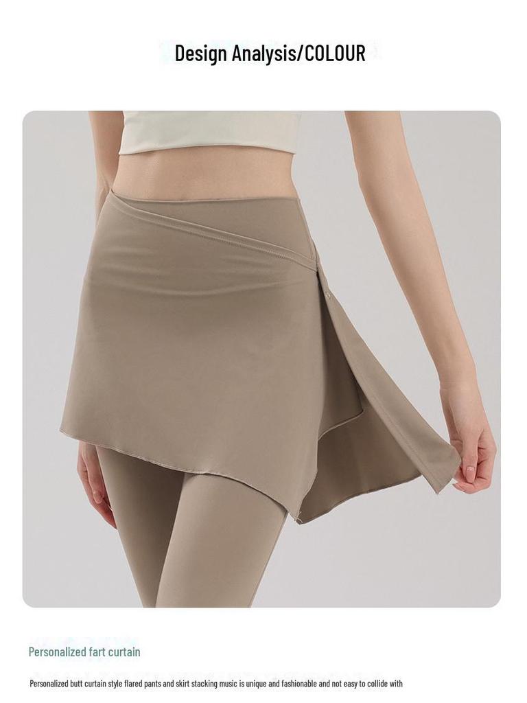 Women's Autumn Flared Yoga Pants, Hip-Lifting Skirted Design for Pilates & Fitness