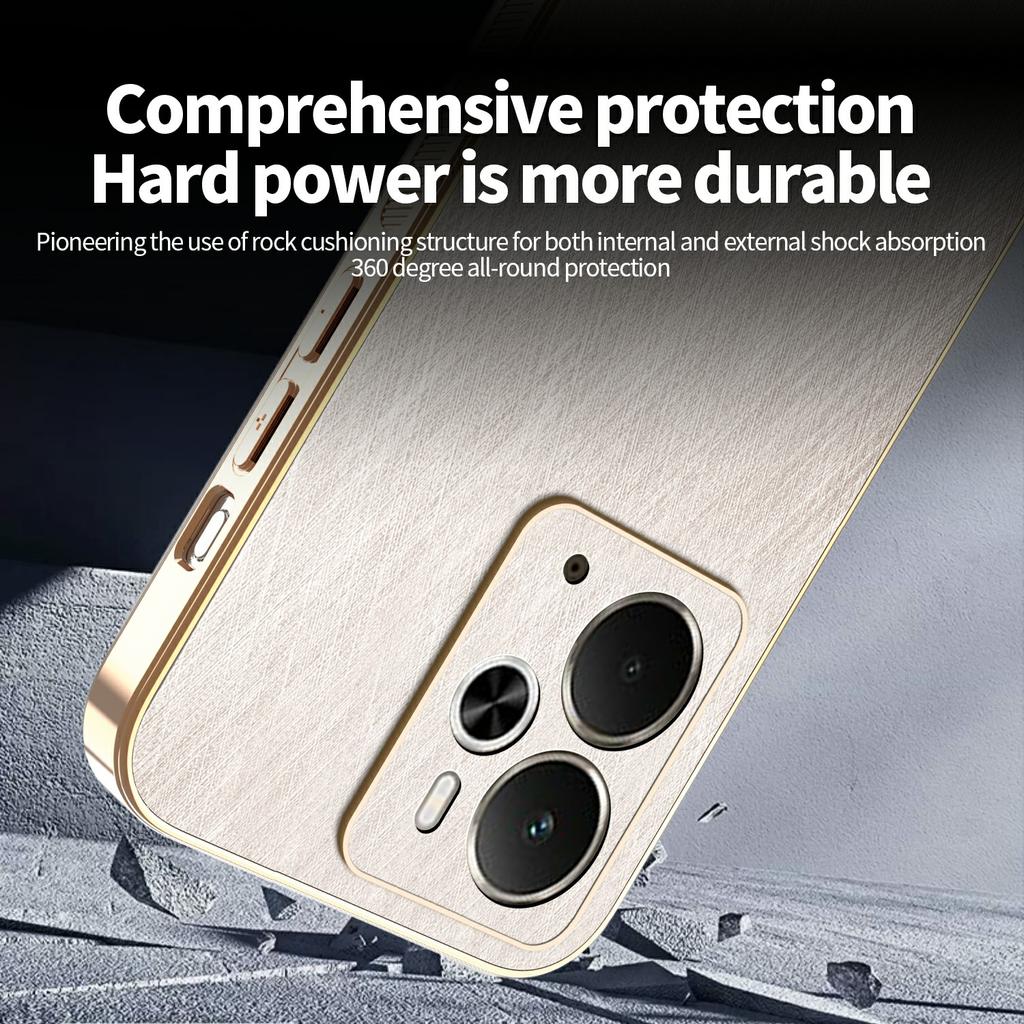 KADEM For Realme 14 5G Case Electroplating Silk Texture PU + TPU Phone Back Cover