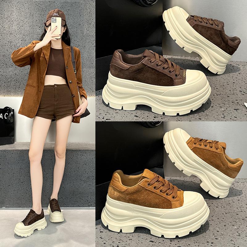 Board shoes autumn and winter new high-value leather velvet platform casual shoes