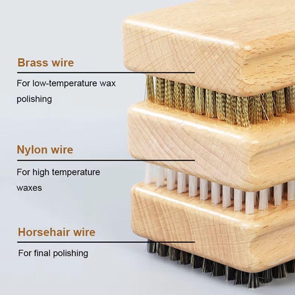 Wooden Handle Ski Waxing Brush Horsehair Brush Snowboard Tool Snowboard Brush Maintenance Tool