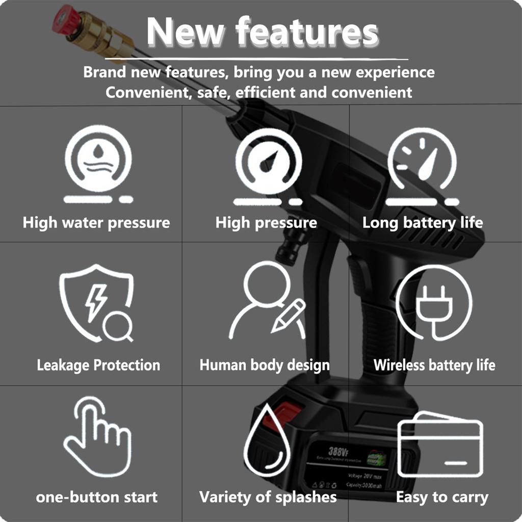 Беспроводная мойка высокого давления, портативный аппарат высокого давления 120 фунтов на квадратный дюйм с аккумулятором и зарядным устройством 24 В