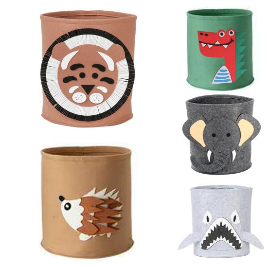 Корзина для белья с рисунком животных, компактная фетровая одежда, сумка для хранения игрушек для дома