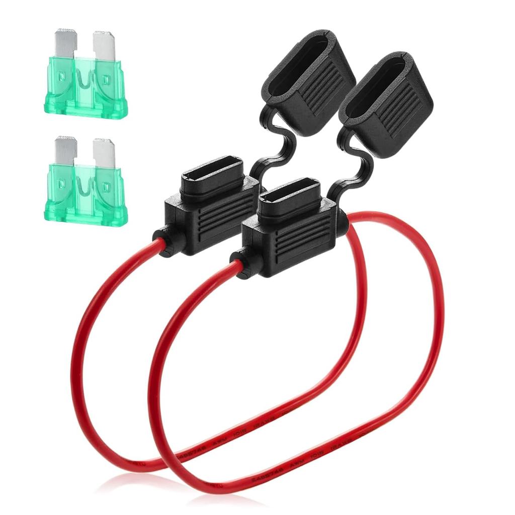Vehicle Safety with Inline Fuse Holder 12v Standard 2 Pcs Set - Waterproof Blade Fuse Holder for Car,Boat - Includes 30A Fuse HJ Fuses4