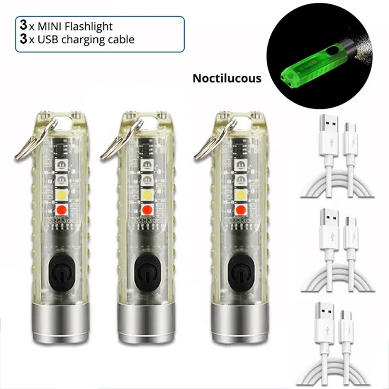 Многофункциональный мини светодиодный фонарик EDC, портативный брелок, MagneticTorch, УФ-лампа с зарядкой от USB, аварийный фонарь для кемпинга