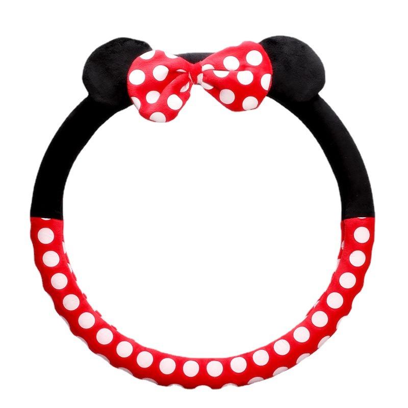 Minnie Mouse Car Steering Wheel Cover Cute Mickey Cartoon Plush Steering Covers Skin-Friendly Creative Car Accessory