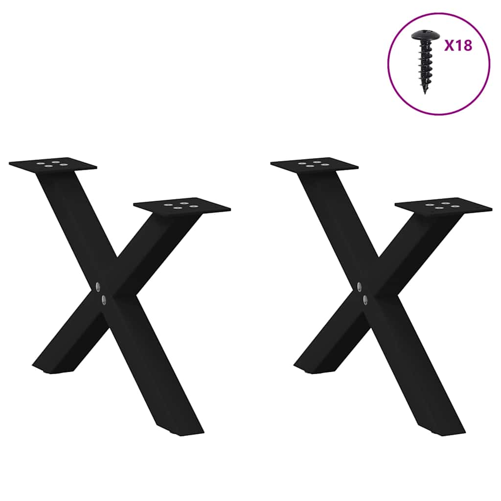 Vidaxl Nogi Do Stolika Kawowego, 2 Szt., Czarne, 60X(30-31) Cm, Stal