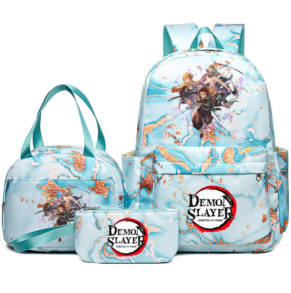 3 шт./комплект Рюкзак с принтом «Клинок, рассекающий демонов» с сумочкой и пеналом для подростка, школьника, девочки, мальчика, большой вместимости, водонепроницаемый, для книг, школьный, дорожный, подарок
