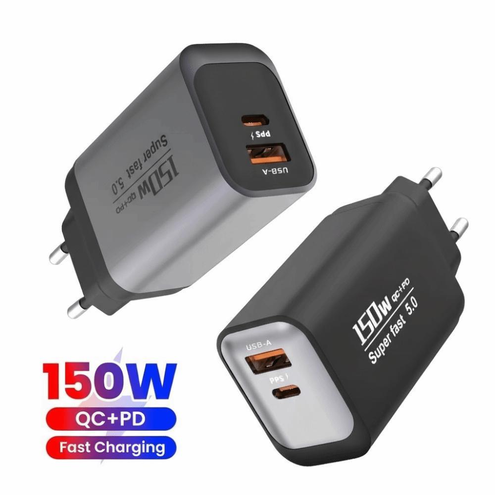 Зарядное устройство 150 Вт EU/US/UK, 2 порта, адаптер быстрой зарядки для Huawei/Xiaomi/Samsung