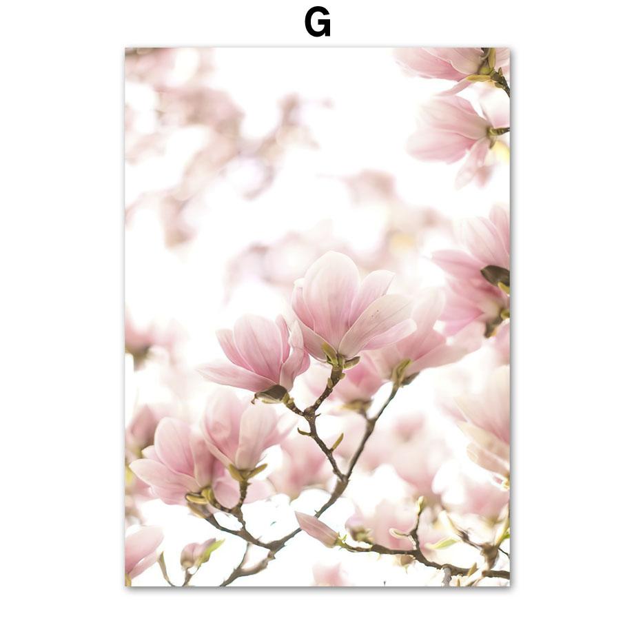 Розовые вишни в цвету Поезд Башня Париж Велосипед Скандинавские постеры и принты Картина на холсте Настенные художественные картины Гостиная Домашний декор