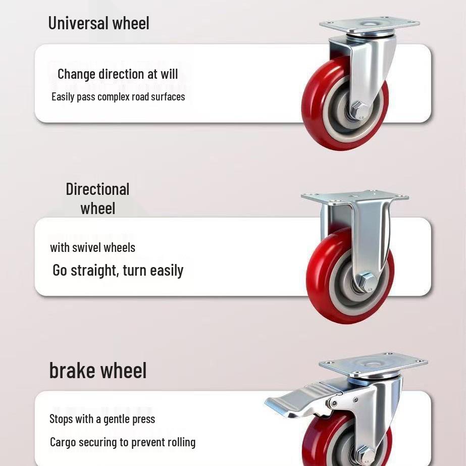 Silent Heavy Duty Polyurethane Caster Wheels for Trolley Carts (45-68 inch)