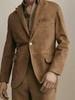 AL KHALID New Men's Brown Suede TWO BUTTON Blazer Soft Lambskin Causal Slim Fit Coat Blazer