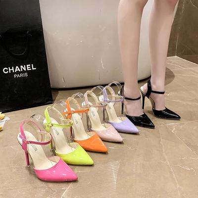 Модные летние женские босоножки 12 см Супервысокий каблук-шпилька Босоножки с ремешком на щиколотке Большой размер Женские туфли на каблуке для вечеринки с полым острым носком