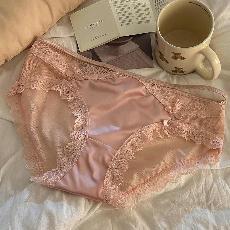 Трусики из французского кружева с низкой талией - белые, прозрачные, полые, летний тонкий стиль