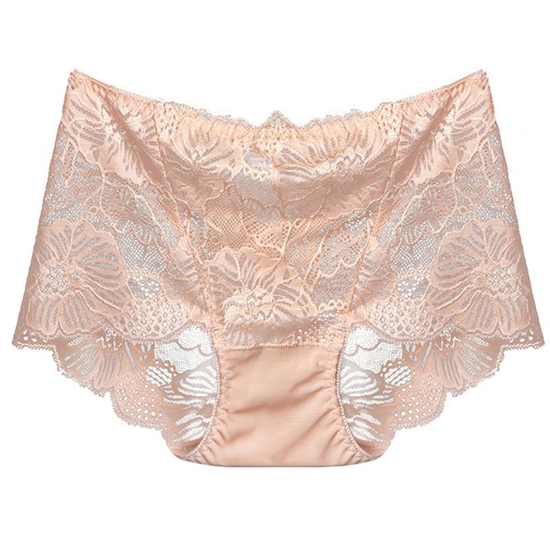 Women Plus Size Lace Panties Sexy High Waist Pants Seamless Butt Lifter Lingerie Female Flowers Mesh Breathable Briefs