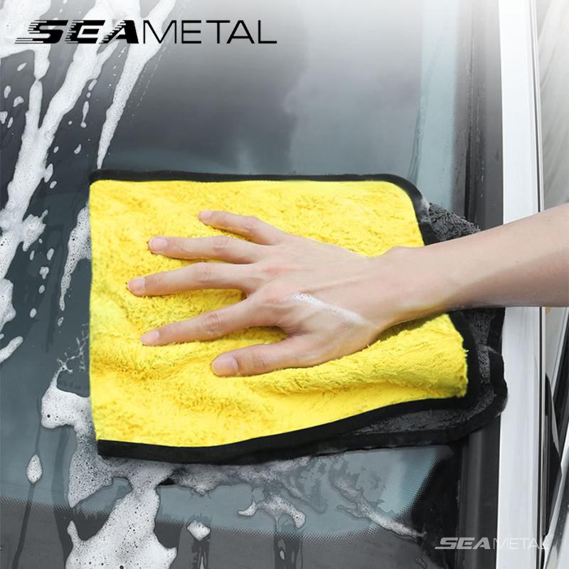 SEAMETAL 400GSM 100*50см Коралловый флис Полотенце для мойки автомобиля Супервпитывающее Мягкое Полотенце для чистки автомобиля Тряпка для протирки Уход за автомобилем