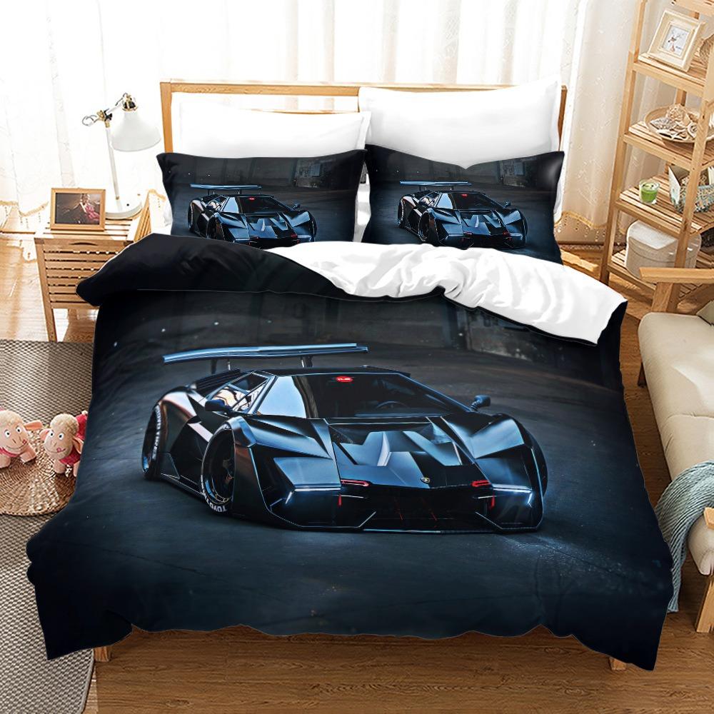 Luxury Car Duvet Cover Set Cartoo Bedding Set for Kids Boys Polyester Bedding Set King Size