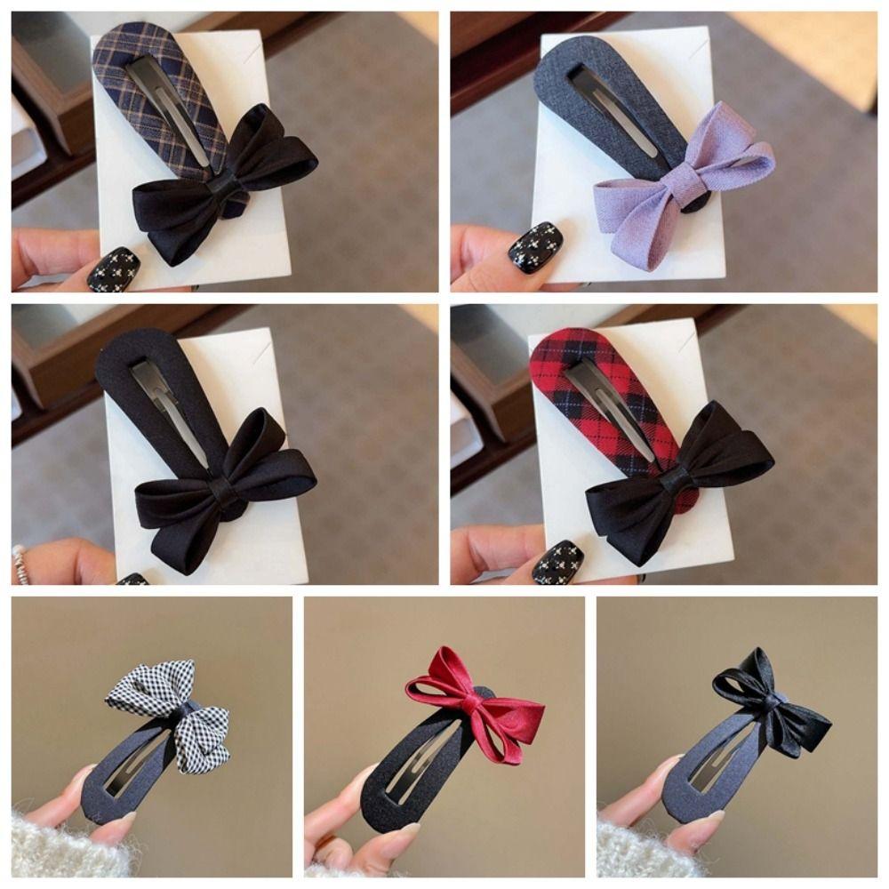 High-end Plaid Bow Hairpin Zinc Zinc Alloy Korean Barrettes Hair Clip for Bangs Bownot Hair Clip Women