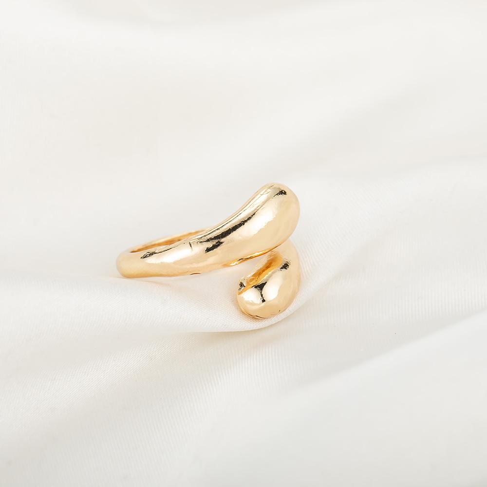Water Drop Simple and Versatile Glossy Open Ring for Women