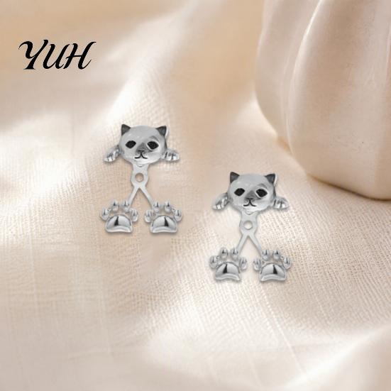 Dainty Cat Relief Accessories 1 Pair Cute Funny Earrings for Women, Teens Girls, Exquisite Metal Texture Studs Mini Animal Stud Earrings, Statement