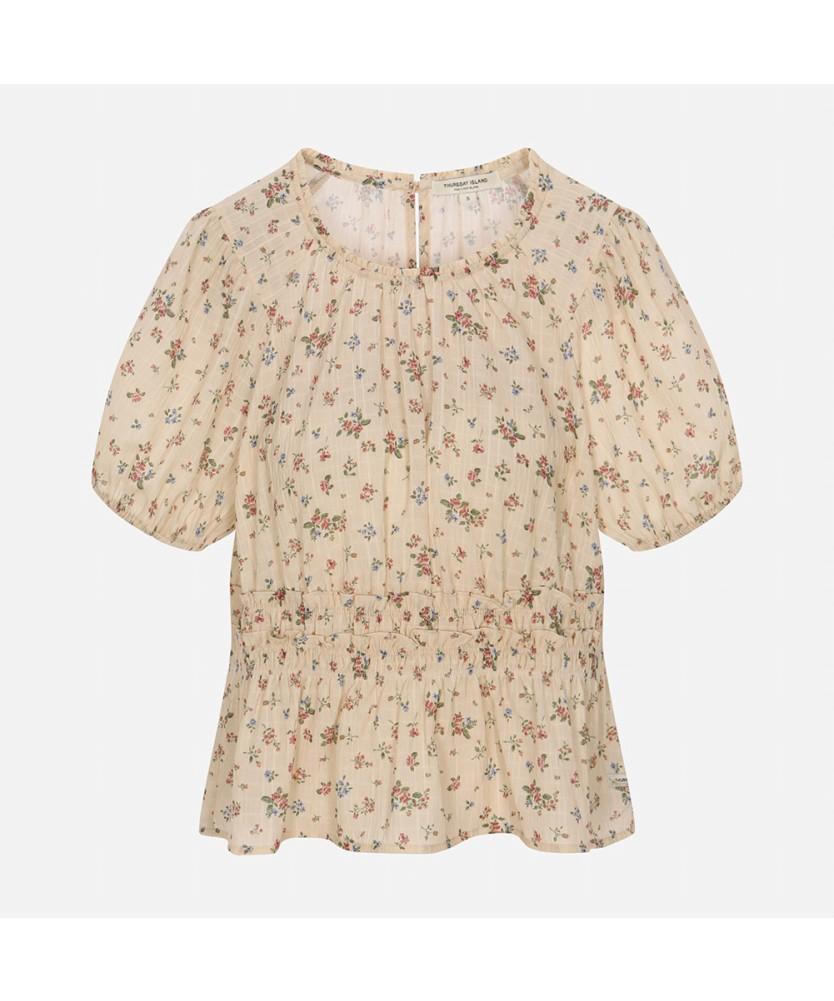 THURSDAY ISLAND Flower Pattern Banding Point Blouse_T264Mbl273W