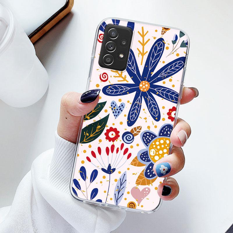 Чехол для телефона Samsung A52s A52 Цветочный силиконовый чехол для Samsung Galaxy A52 Fundas Coque Прозрачный мягкий Capas Цветочный TPU