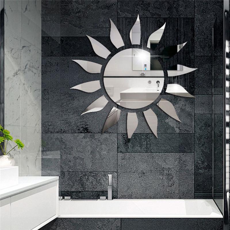 59 * 59cm Sunflower Acrylic Mirror Wall Sticker Decal DIY Home Decor