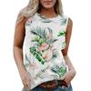 Женская повседневная футболка без рукавов с круглым вырезом и гавайским принтом