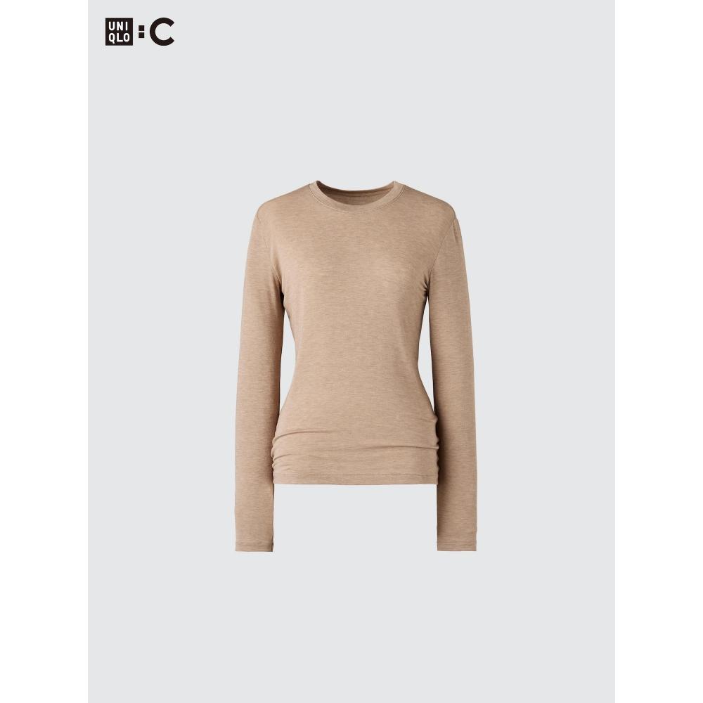 Uniqlo Футболка HeaTTech Cashmere Blend с круглым вырезом и длинным рукавом, очень теплая