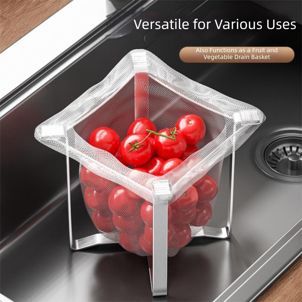 Stainless Steel Trash Bag Stand Foldable Garbage Bag Rack Garbage Bag Holder Kitchen Countertop