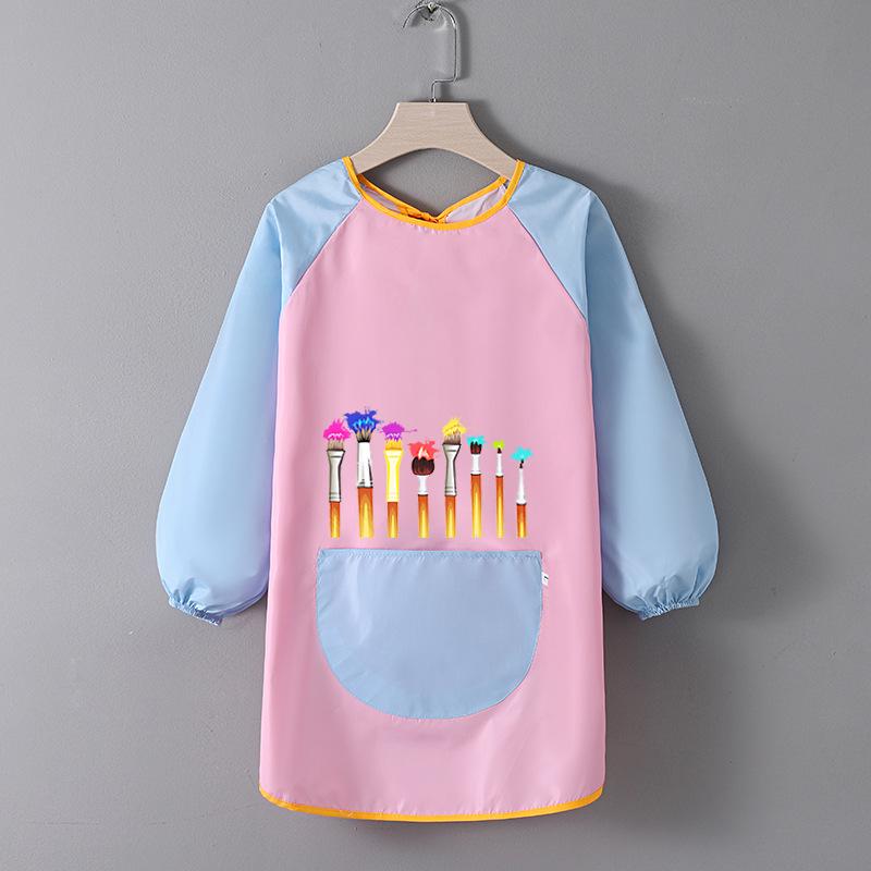 Детский водонепроницаемый художественный фартук с логотипом - Двусторонний фартук для рисования и еды