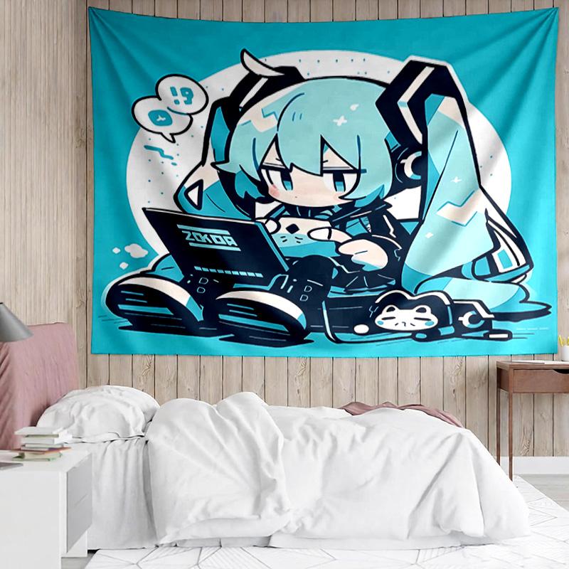 Hatsune Miku Tapestry for Bedroom Aesthetic Classroom Tapestries Wall Hanging for Living Room Dorm Office,Ideal Creative Gift