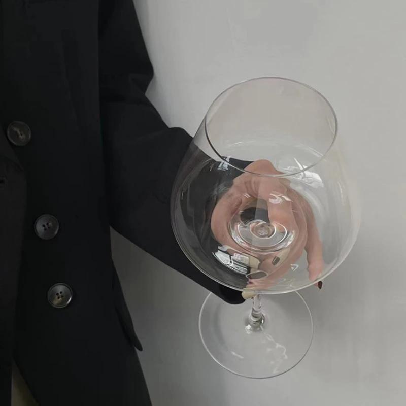 720 мл Легкий роскошный современный минималистский прозрачный стеклянный бокал для вина бордового цвета, высококачественный бокал для вина с высокой ножкой для домашнего использования