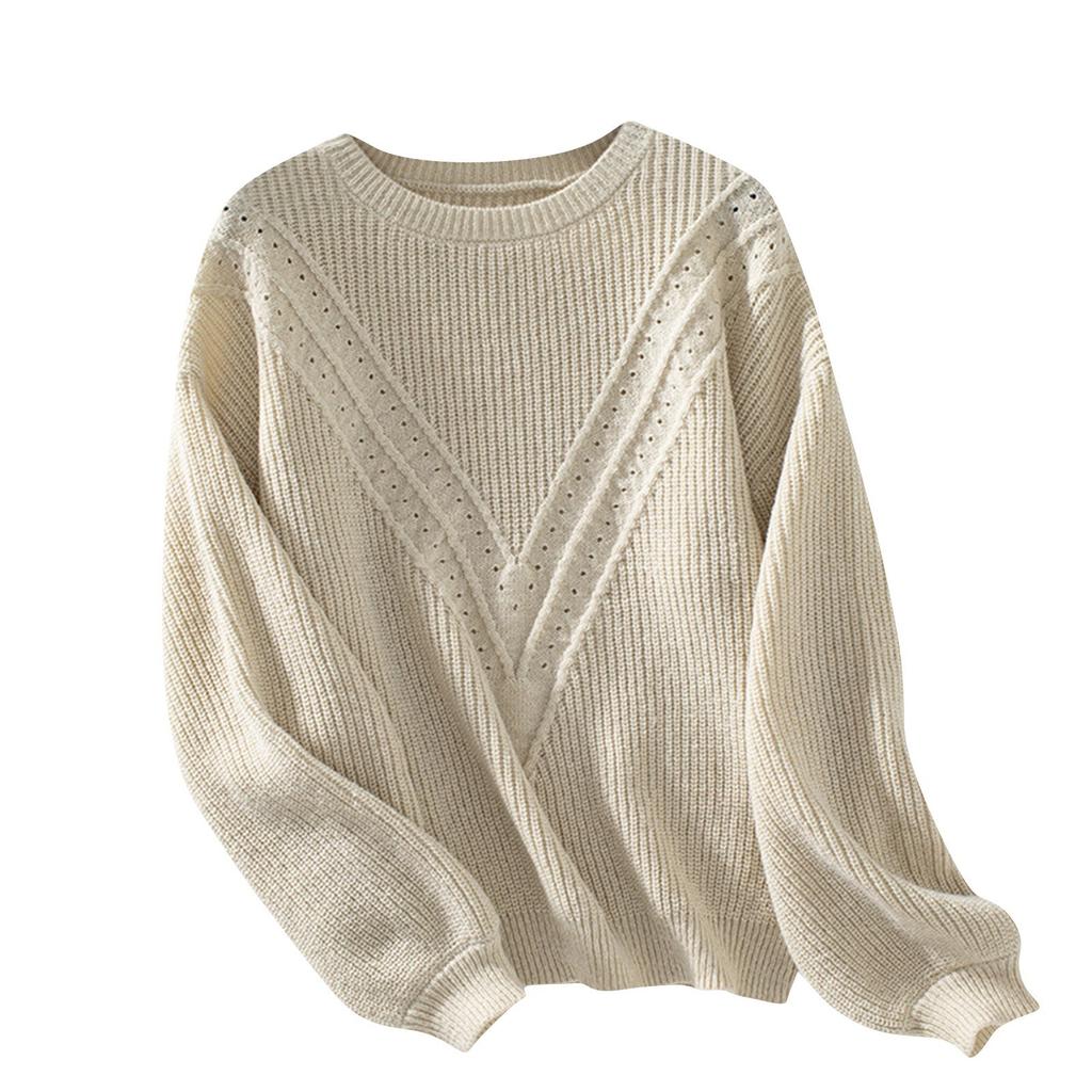 Женские вязаные свитера с круглым вырезом и длинным рукавом, свободный свитер, винтажный трикотаж на осень-зиму