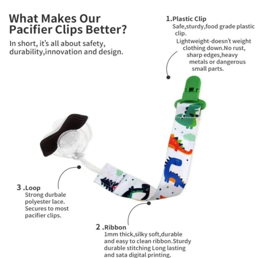 3PCs Pacifier Chain Bracket Dummy Clips Cartoon Print Child Pacifier Clips Nipple Holder Infants