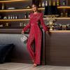 Women's Back Hollow Sequin Jumpsuit Retro Temperament High-waist Slim Jumpsuit