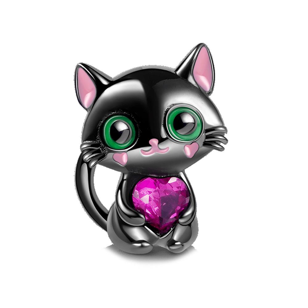 S925 Silver Salamander Heart Bead Cartoon Robot Vampire Theme Handmade Jewelry DIY Accessory