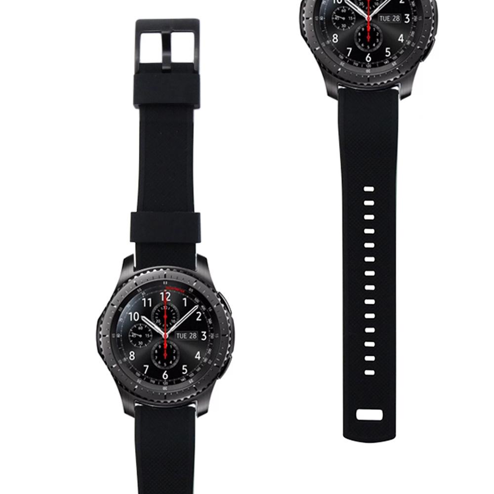 ERBORD Universal Silicone Strap 22mm, Dual Color, Black / Black Buckle