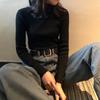 Women Sweater Turtleneck Long Sleeve Slim Fit Knitting Tops Solid Color Soft Elastic Fabric Bottom Tops Daily Wear