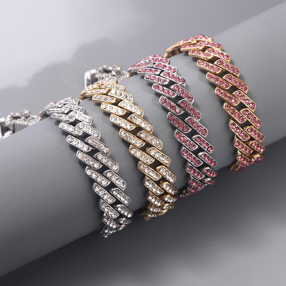 Punk Miami Cuban Link Anklets For Women Men Trendy Chunky Metal Cuban Chain Baguette Anklet Bracelet Shiny Crystal Rock Jewelry