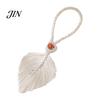 Magnetic Free Curtain Tie Braided Leaf Tieback, Boho Cotton Rope Holder, Fringe Tieback Edge Knotted Draperies Holder for Bedroom Nursery Farmhouse
