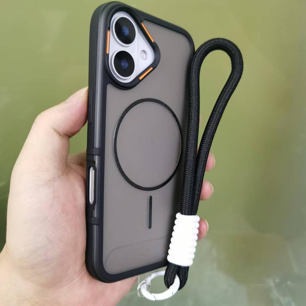 Роскошный матовый полупрозрачный чехол со шнурком Magsafe для iPhone 16e 16 12 13 14 11 15 Pro Max Plus Магнитный чехол для беспроводной зарядки