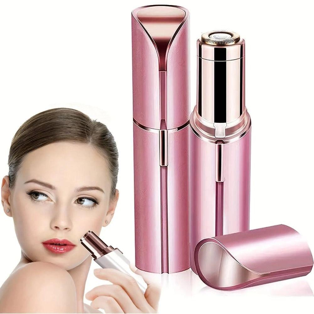 Battery Powered Mustache Razor Lipstick Shaped Peach Fuzz Shaver Tool Electric Hair Remover Armpit