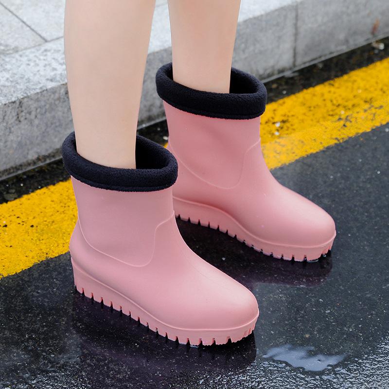 New Fashion Rain Shoes Women's Waterproof and Non-slip Medium Tube Water Boots Matte Rubber Shoes Kitchen Women's Rain Boots